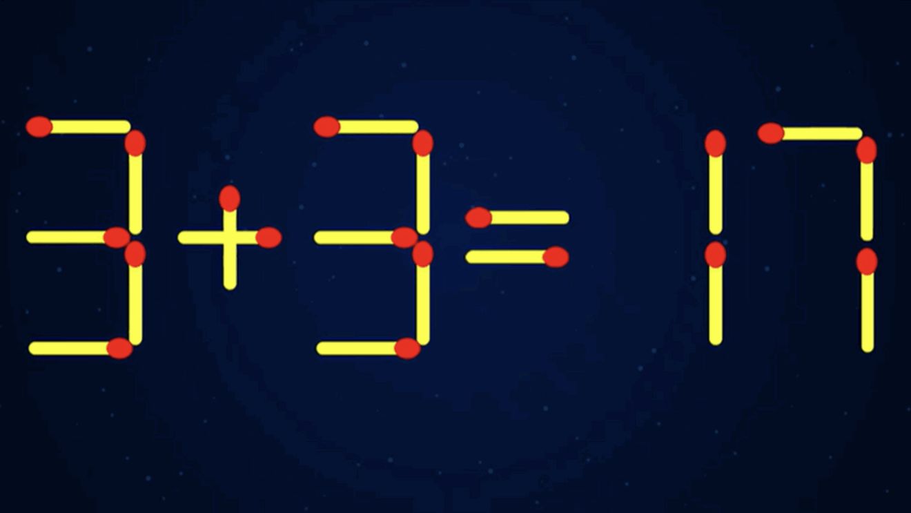 Test de inteligență | Mutați două bețe de chibrit pentru a corecta 3 + 3 = 17