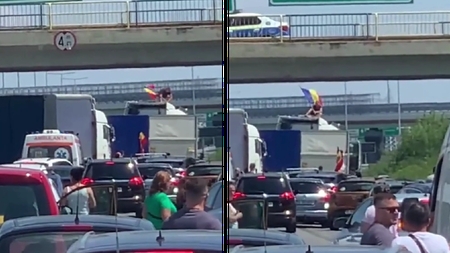 Un șofer a blocat autostrada A1 cu un camion, pe sensul Pitești – București. Ce a urmat apoi