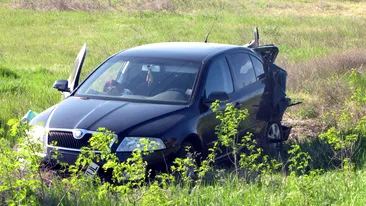 Accident teribil la Eforie! O masina a “aterizat” pe camp dupa ce a fost izbita din spate de un sofer grabit!