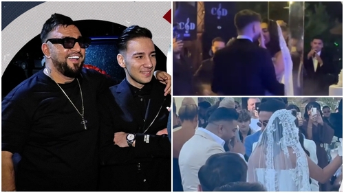 Costel Biju, un tată mândru! A îngenuncheat în fața lui Tony One și i-a cântat la dansul mirilor. Imagini spectaculoase