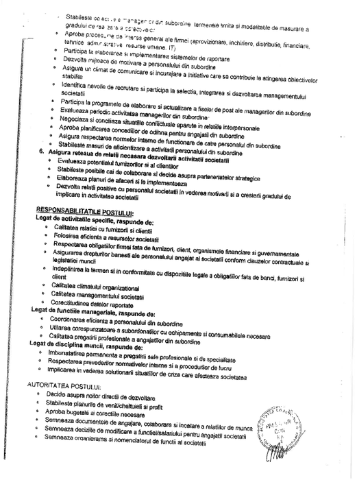 Anexă la contractul dintre Unirea Shopping Center şi PALL D'OR CON SA