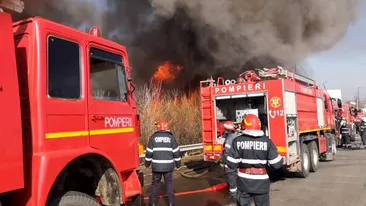Incendiu puternic la un depozit de mașini din Voluntari! Autoritățile intervin de urgență! VIDEO