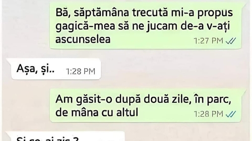 BANC | "Săptămâna trecută mi-a propus gagică-mea să ne jucăm de-a v-ați ascunselea"