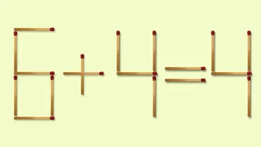 Test IQ cu chibrituri | Mutați 1 băț pentru a corecta egalitatea: 6+4=4. Doar geniile găsesc toate cele 3 soluții!