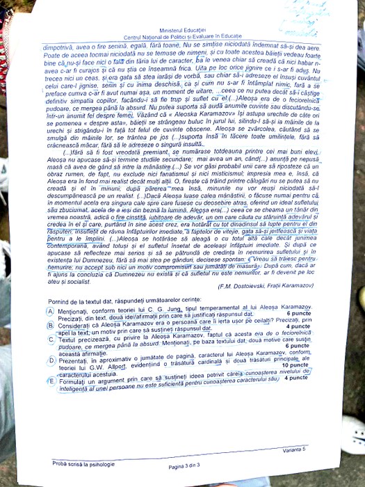 Subiectele la Psihologie (partea III)