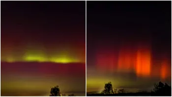 Aurora Boreală, vizibilă din România! Imagini spectaculoase surprinse în Mureș. Jocul de lumini i-a uimit pe localnici