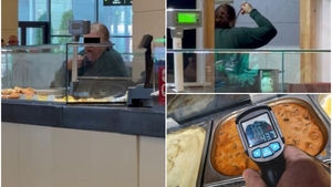 Scene scârboase într-un magazin din mall! O angajată, prinsă în timp ce mânca cu mâna din preparatele clienților