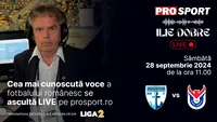 Ilie Dobre comentează LIVE pe ProSport.ro meciul F.C. Voluntari - Unirea Ungheni, sâmbătă, 28 septembrie 2024, de la ora 11.00