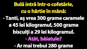 BANC | Bulă intră într-o cofetărie, cu o hârtie în mână