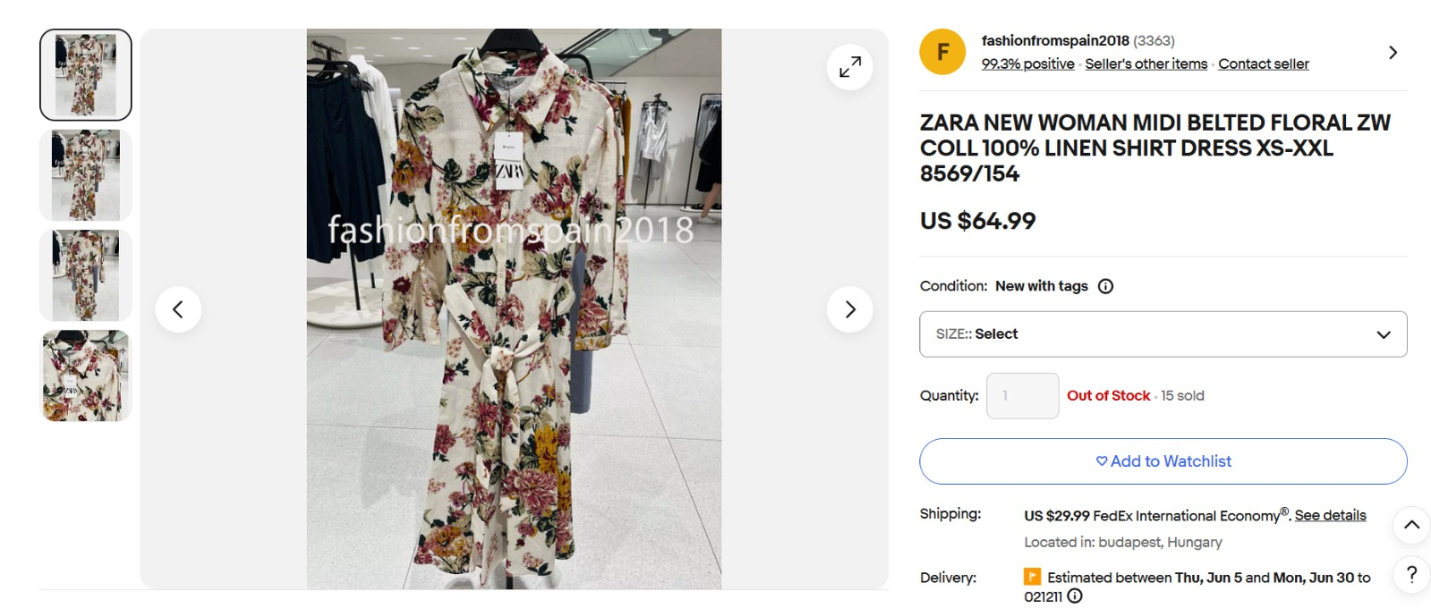 Acesta este prețul plătit de Ilinca pentru rochie. Sursa foto: ebay.com