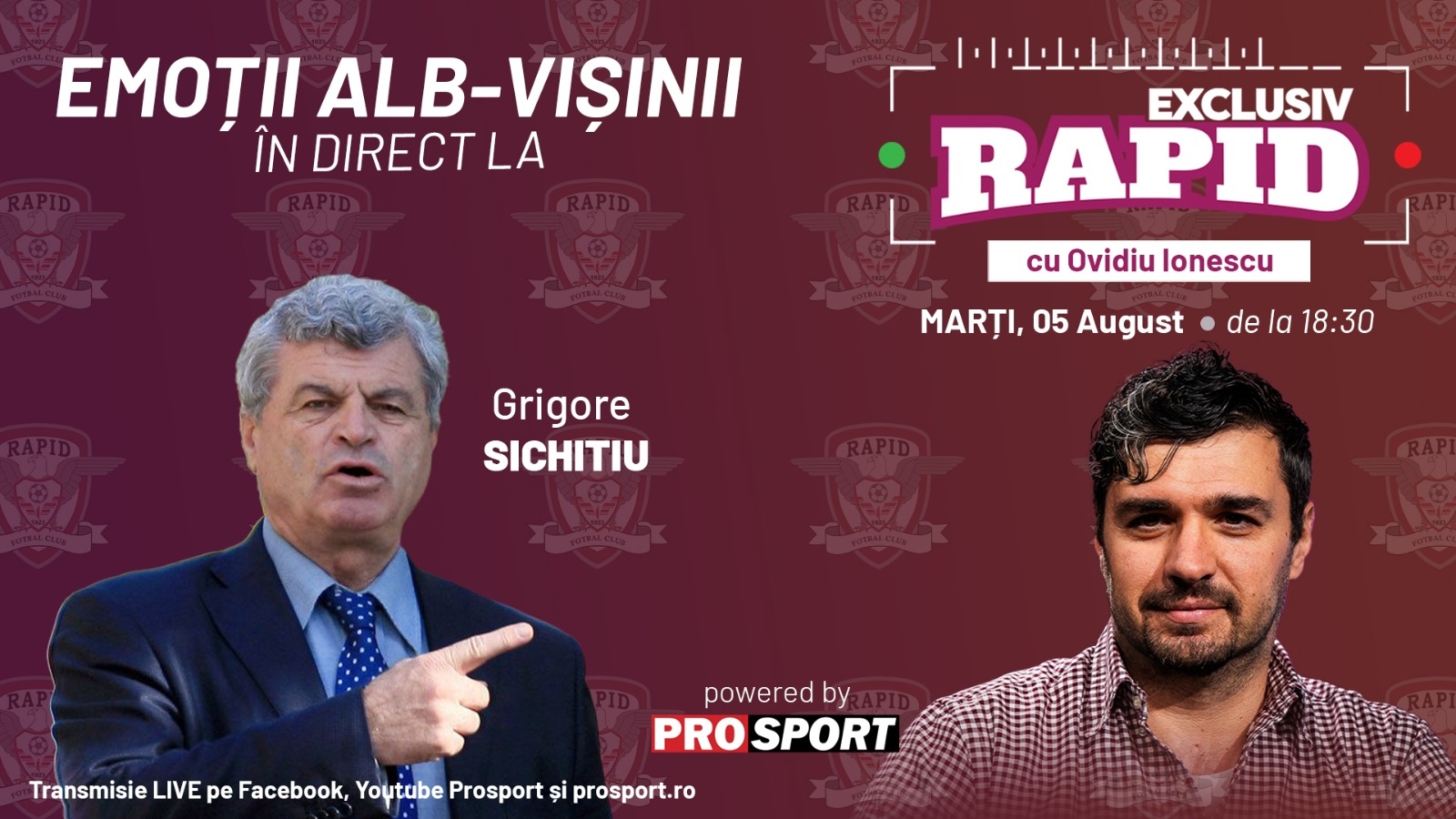 Grigore Sichitiu vine astăzi la "EXCLUSIV RAPID", de la ora 18:30, în direct pe YouTube - ProSport