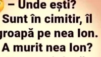 BANC| ”Unde ești?” ”În cimitir, îl îngrop pe Ion, dar nu a murit încă”