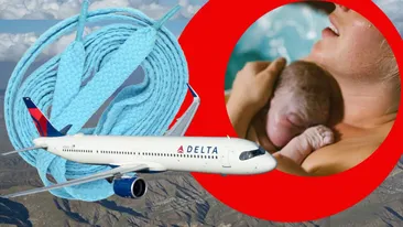 Moment unic la bord: o femeie a născut în avion iar cordonul ombilical al bebelușului a fost legat cu un șiret