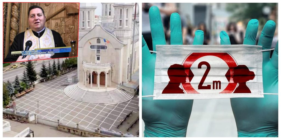 Preotul Ioan Pleșcău a hașurat curtea Bisericii “Sf. Dumitru – Narcisa” din Bacău pentru ca oamenii care vor veni la slujbele religioase să poată respecta mai ușor distanțarea socială © cancan.ro / pixabay.com