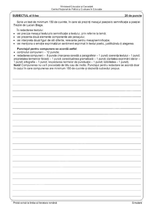 Simulare Evaluare Națională 2025 la Limba Română. Ce subiecte au avut elevii de clasa a VIII-a