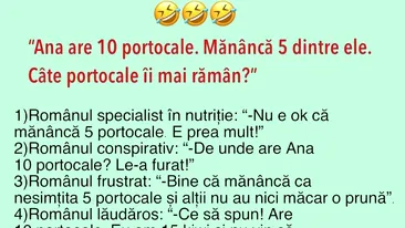 BANC | Problemă de matematică: Ana are 10 portocale. Mănâncă 5 dintre ele. Câte îi mai rămân?