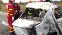 Accident grav în Mizil! Un tânăr de 23 de ani a murit carbonizat. Mașina în care se afla s-a izbit de un TIR