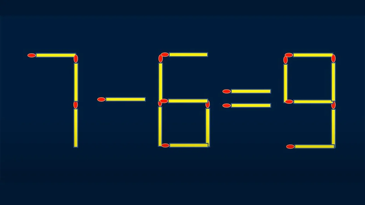 Test IQ exclusiv pentru genii | Corectați 7-6=9, mutând exact două bețe de chibrit