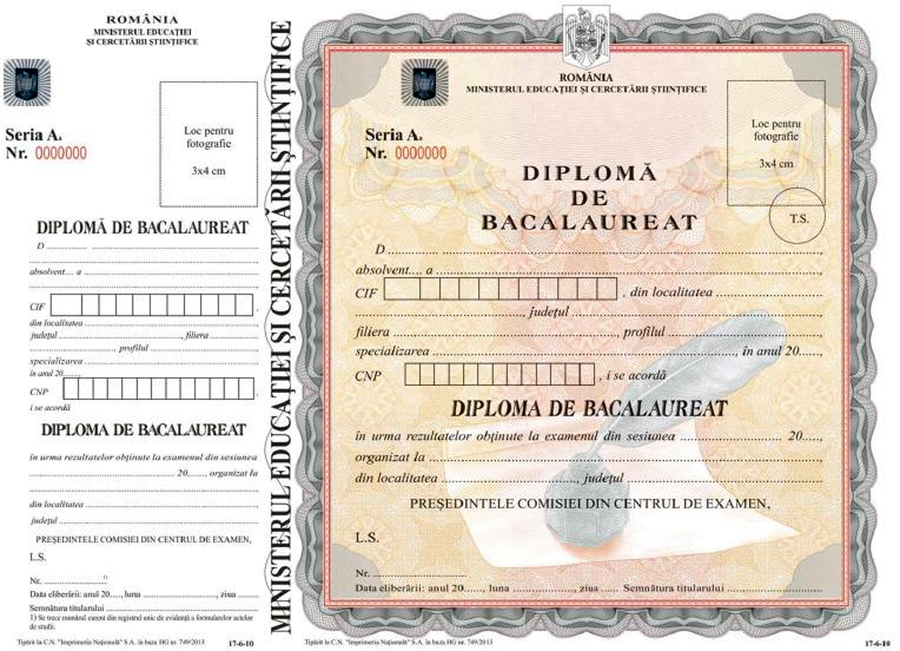 Așa arată diploma de Bacalaureat 2022