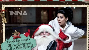 Inna este o fata grijulie! Uite-o cum impinge un carut in care se afla un biet batranel!