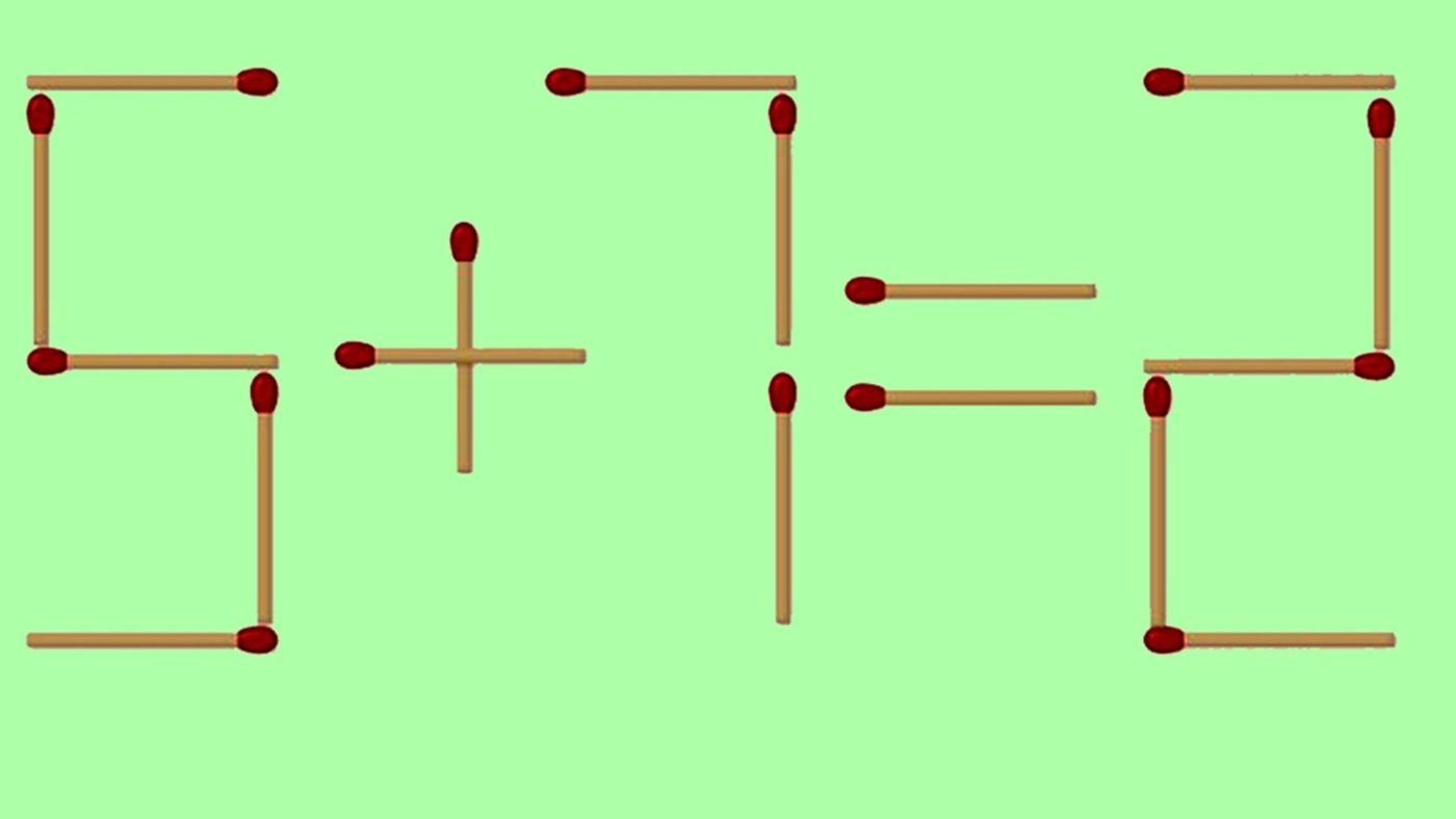 Test de inteligență cu chibrituri | Corectați 5 + 7 = 2, mutând un singur băț