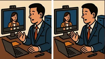 Test de perspicacitate | Depistați toate cele 3 diferențe dintre acești doi corporatiști aflați în meeting