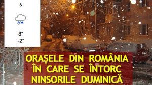 Orașele mari din România în care se întorc ninsorile duminică, potrivit meteorologilor Accuweather
