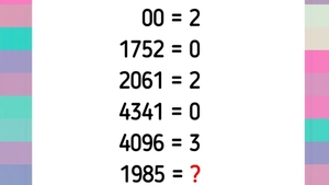 Test IQ exclusiv pentru genii | Cât este 1985, dacă 00=2, 1752=0, 2016=2, 4341=0 și 4096=3