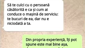 BANC | "Să te culci cu o persoană căsătorită e ca și cum ai conduce mașina de serviciu"