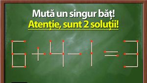 TEST IQ | Mutați un chibrit pentru a corecta 6+4-1=3. Geniile văd ambele soluții!