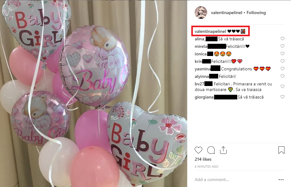 Prima poză postată de Valentina Pelinel din spital, după ce a născut