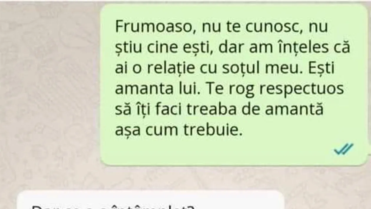BANCUL ZILEI | Frumoaso, am înțeles că ești amanta soțului meu