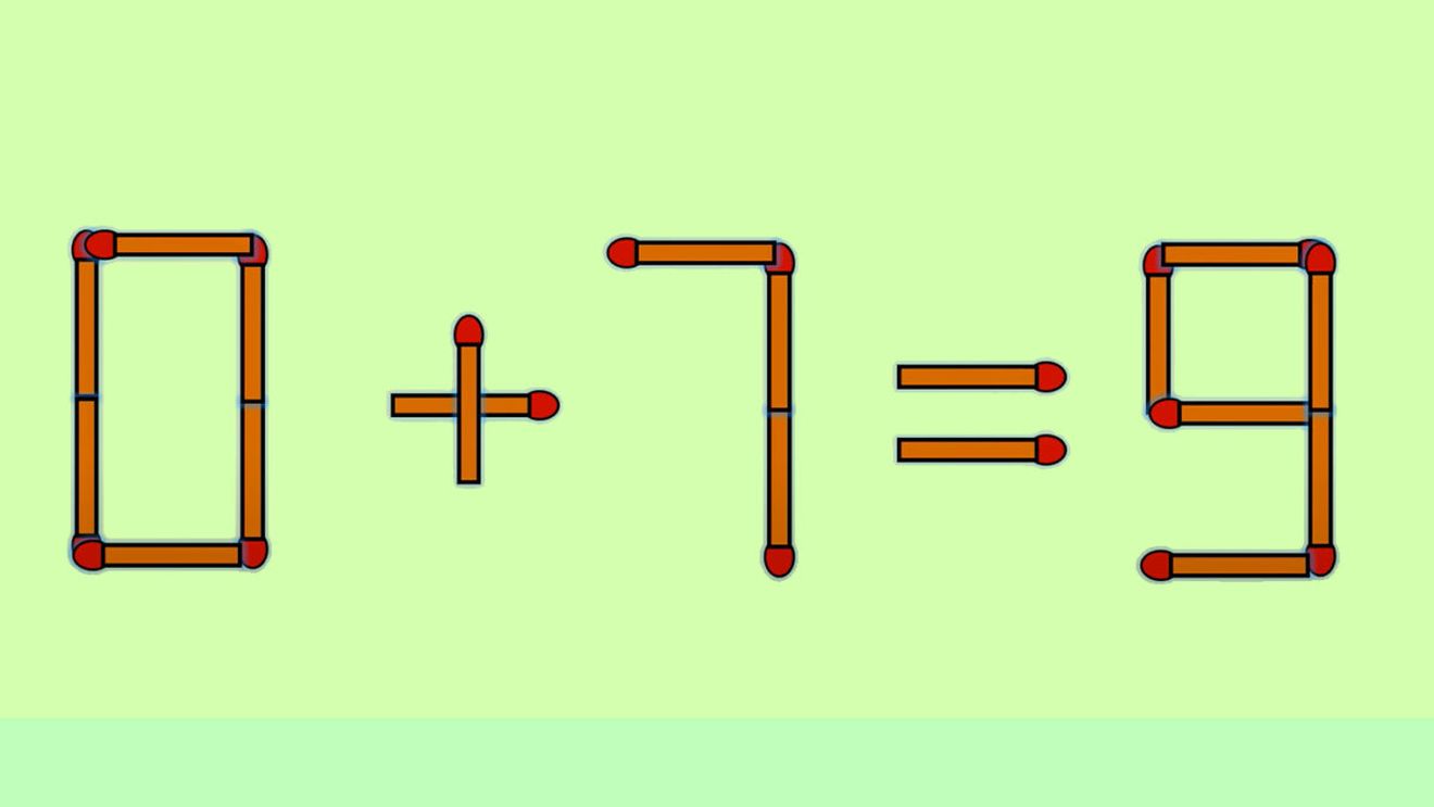 Test IQ cu chibrituri | 0+7=9 este greșit. Corectați egalitatea mutând un singur băț!