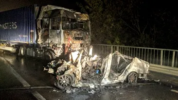 Accident înfiorător în  Bihor! 3 tineri au murit carbonizați, după ce mașina lor s-a ciocnit cu un TIR