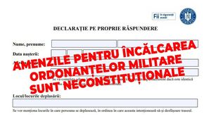 Veste uluitoare pentru români! Amenzile pentru încălcarea ordonanțelor militare sunt neconstituționale