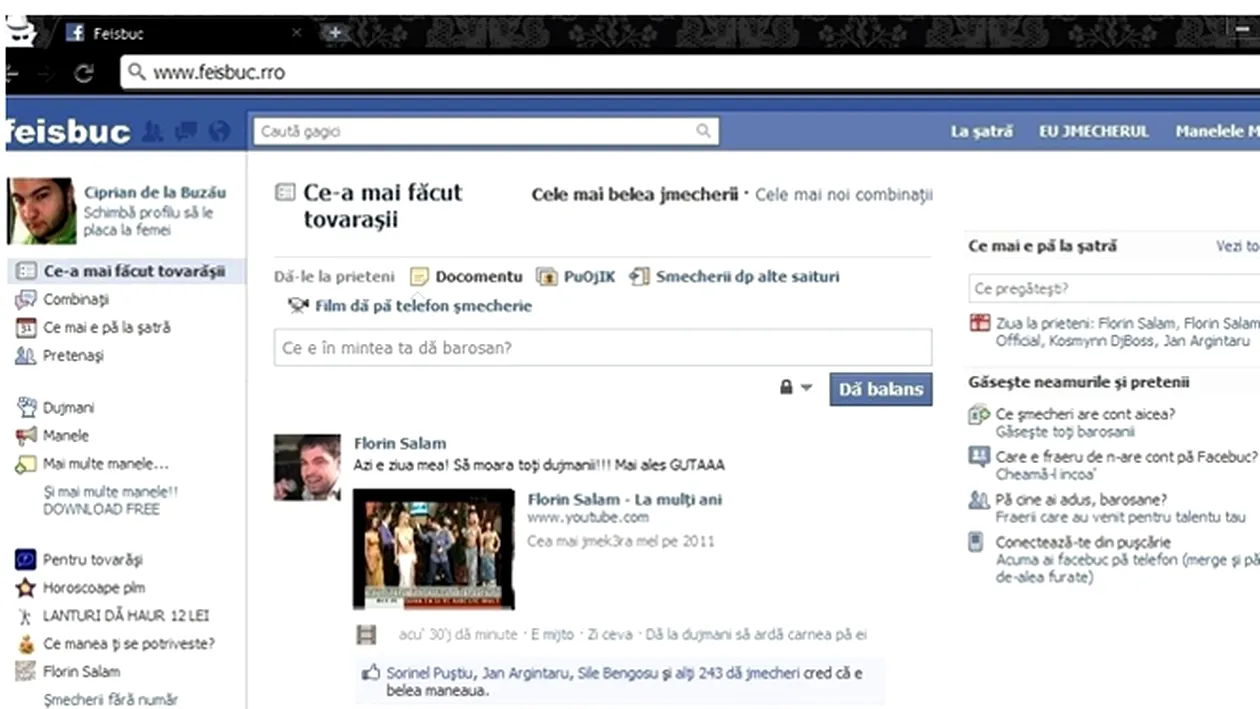 VEZI FOTO Uite cum arata Facebook-ul unui cocalar manelist! E personalizat pentru minoritari!
