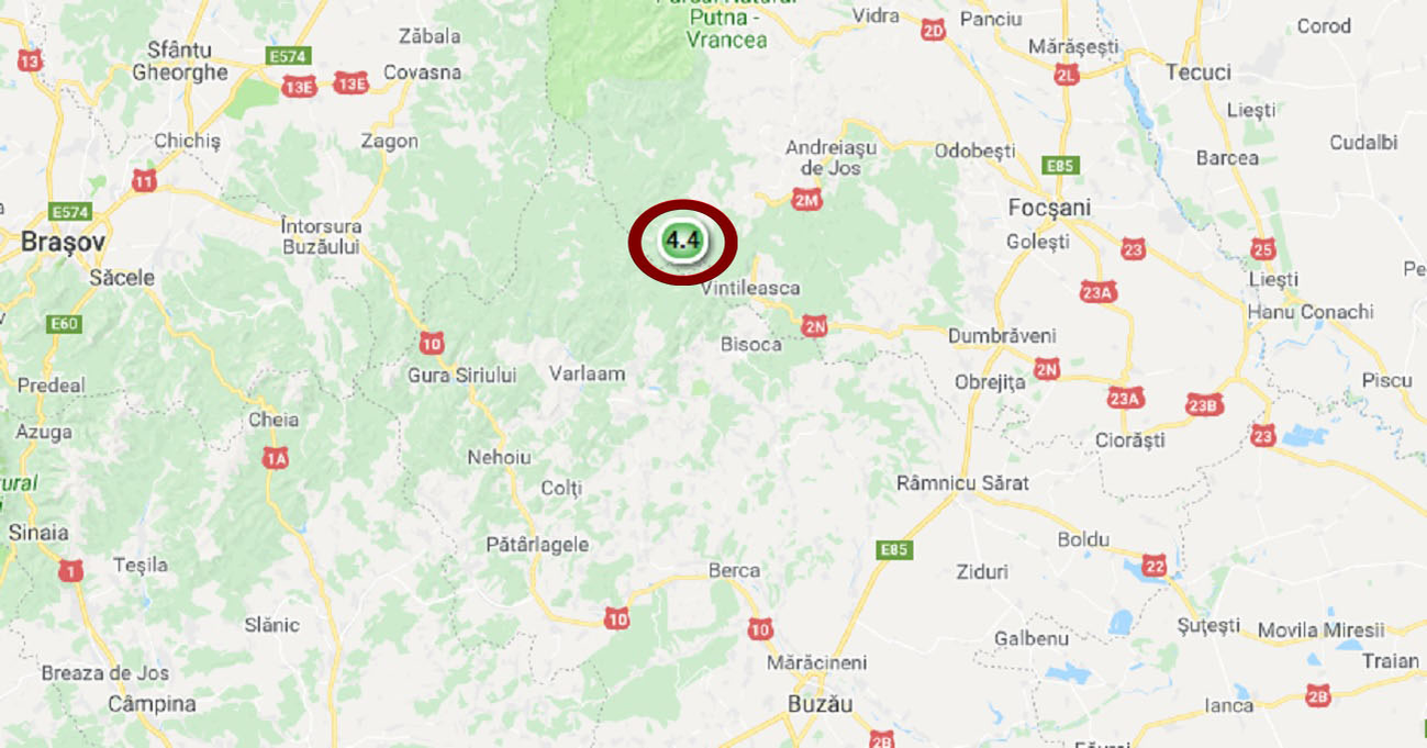 Localizarea cutremurului produs în 14 martie 2018, potrivit seismologilor