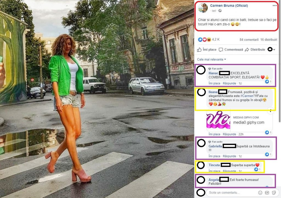 Carmen Brumă, apariția HOT pe o stradă din București © Facebook