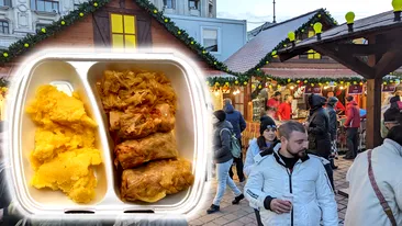 Cu câți lei se vinde o porție de sarmale cu mămăliguță, la Târgul de Crăciun din București