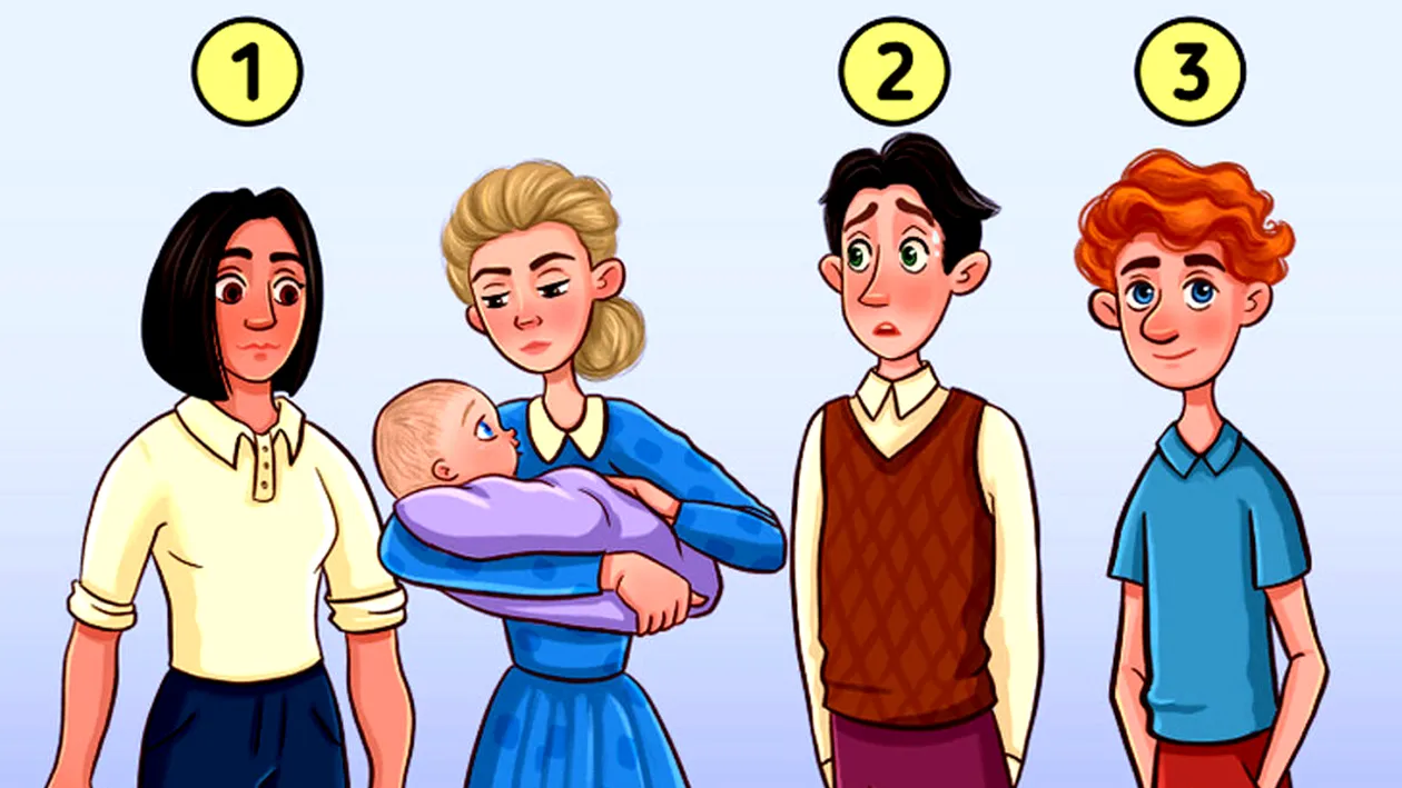 Test de inteligență | Care dintre cei 3 bărbați e tatăl bebelușului din imagine?