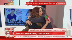 Nu i-ai mai vazut asa de cand s-au despartit! Primul contact fizic intre Bianca si Bote, in direct la CancanTV! S-au luat in brate