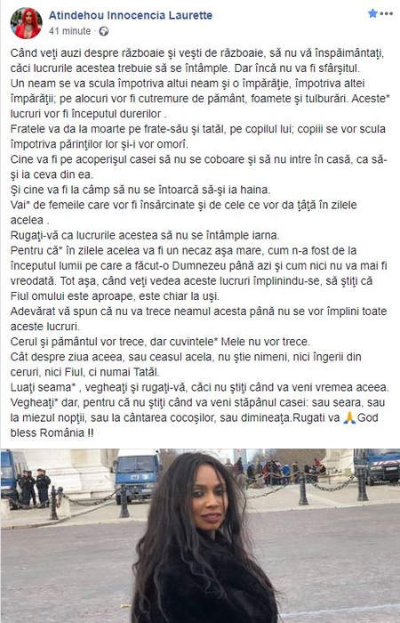 Laurette, apel disperat pe Facebook din cauza coronavirusului: “Rugaţi-vă ca lucrurile acestea să…”