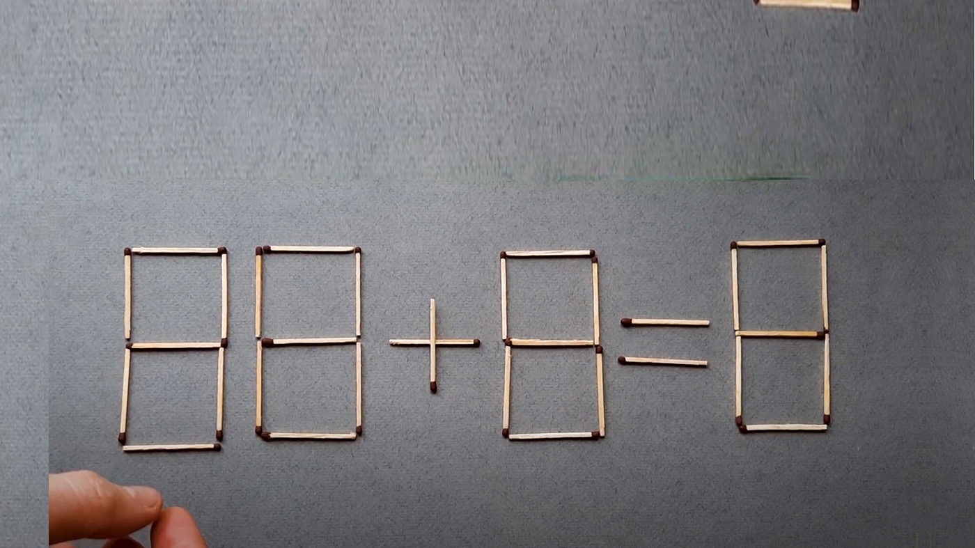 Test de inteligență | Mutați 2 chibrituri pentru a corecta egalitatea: 88+8=8