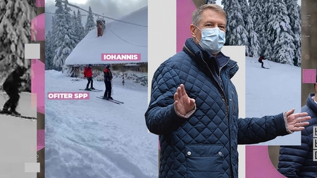 Klaus Iohannis se "antrenează" undercover pentru rapel, însoțit de SPP-iști. Singurele imagini cu președintele "în acțiune", pe pârtie, la Păltiniș