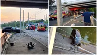 Accident cumplit în Capitală. Un minor de 13 ani a intrat cu o mașină furată într-un stâlp