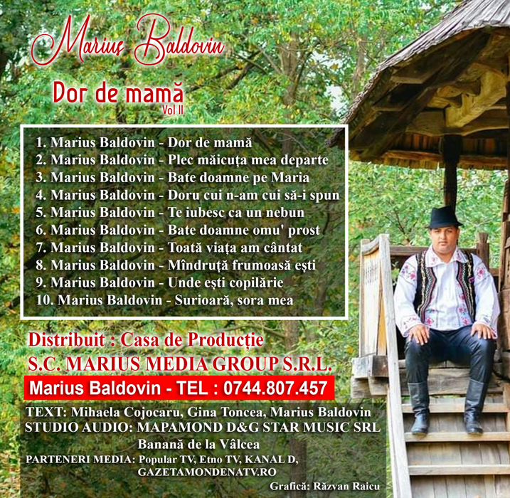 Marius Baldovin, proiect muzical în lacrimi: ”Este dedicat mamei mele care m-a abandonat!”