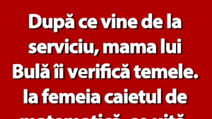 BANC | După ce vine de la serviciu, mama lui Bulă îi verifică temele