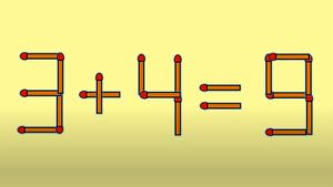 Test IQ cu chibrituri | Mutați un singur băț, pentru a corecta 3 + 4 = 9