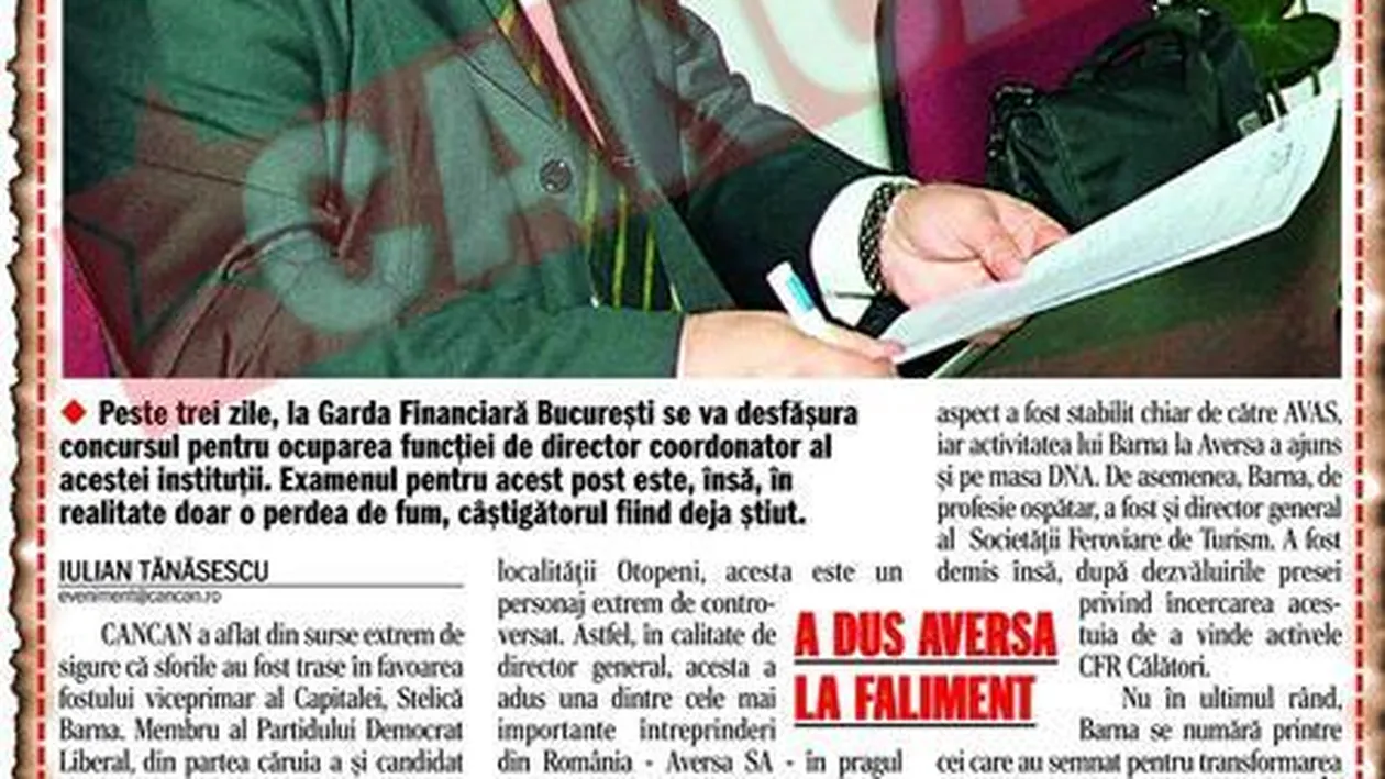 Barna va conduce Garda Financiara Bucuresti