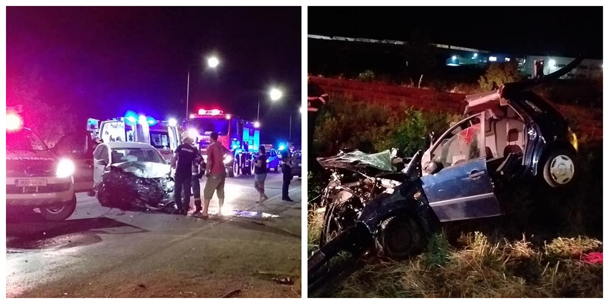 O șoferiță de 19 ani a fost la un pas să provoace o tragedie din cauza neatenției și a zburat cu mașina de pe drum. 5 răniți în urma impactului violent
